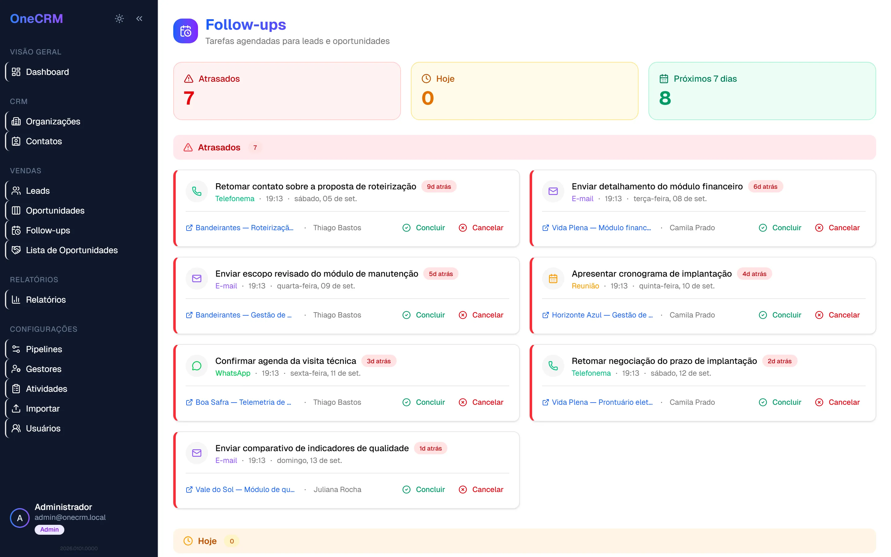 Agenda de follow-ups