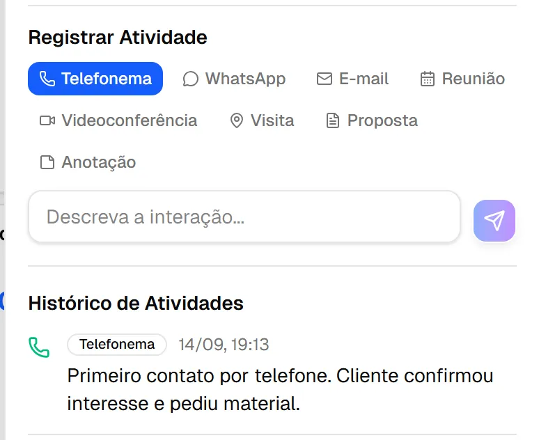 Registrar atividade