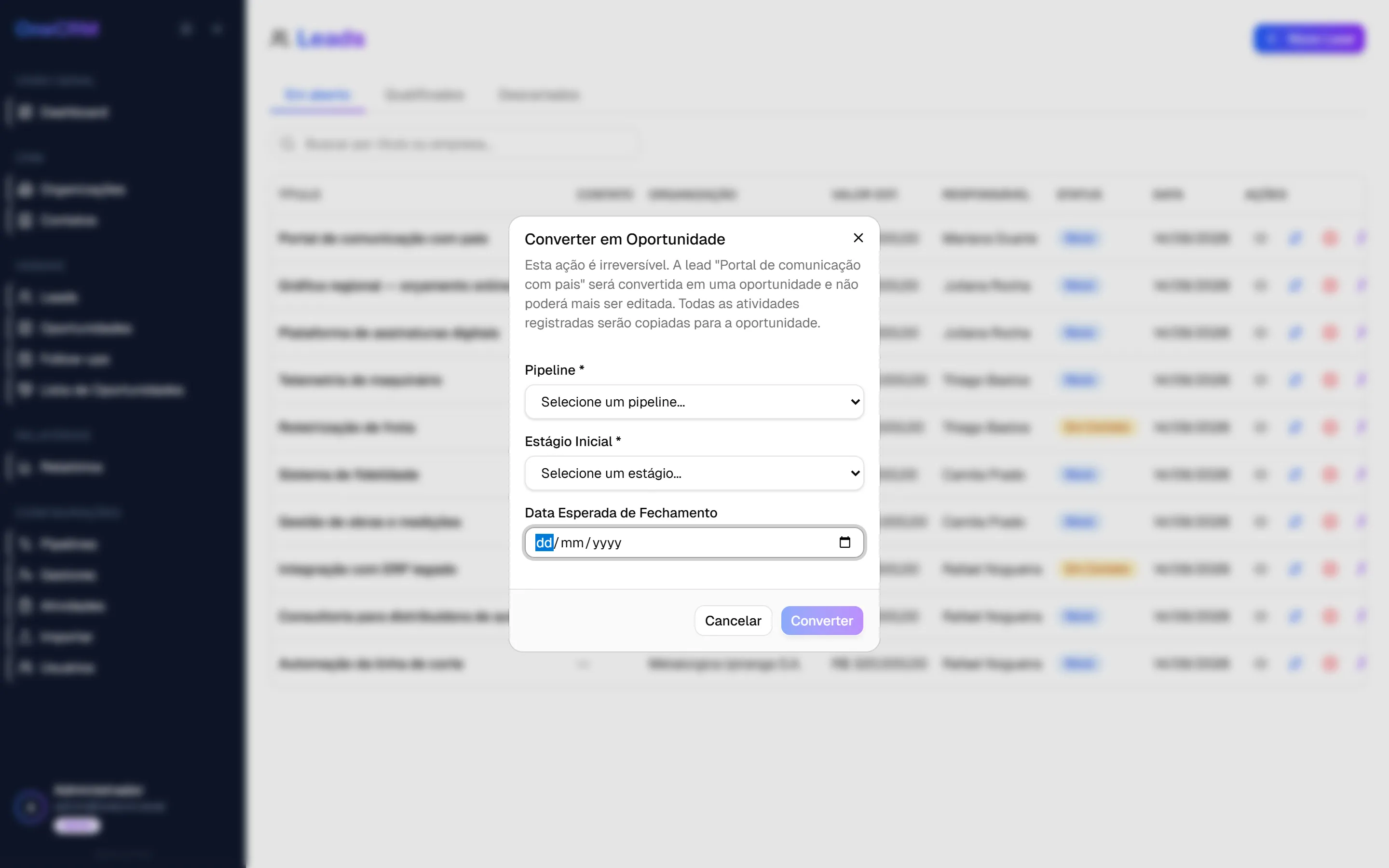 Converter em Oportunidade