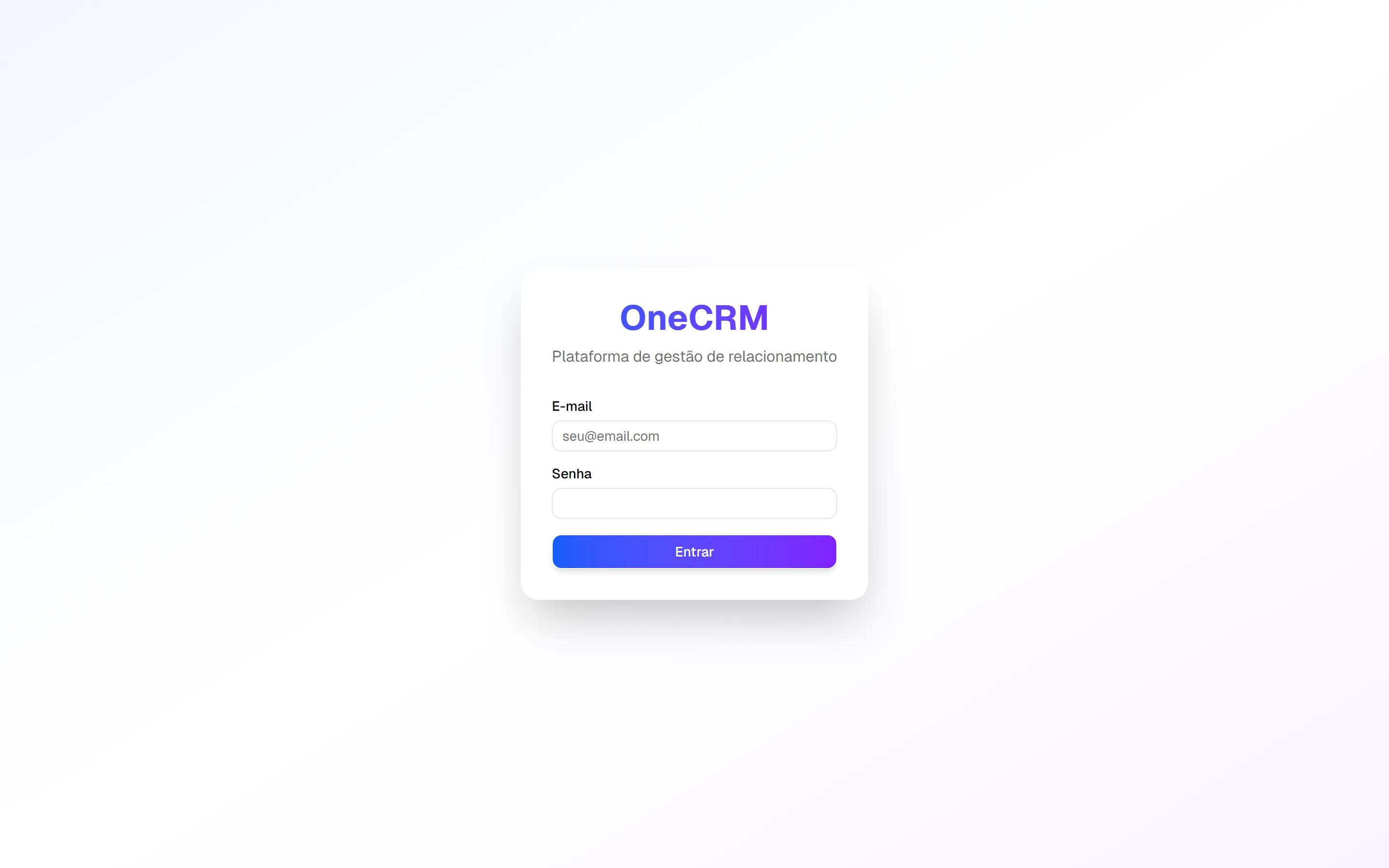 Tela de login do OneCRM